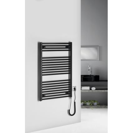 Aqualine - Elektryczny grzejnik łazienkowy DIRECT-E 400W 96x60 cm, matowy czarny