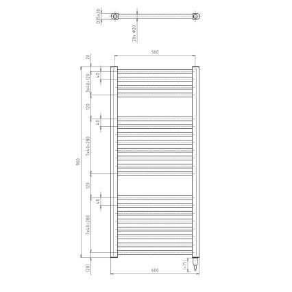 Aqualine - Elektryczny grzejnik łazienkowy DIRECT-E 400W 96x60 cm, matowy czarny