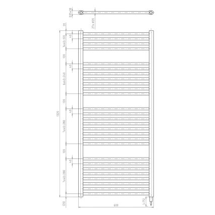 Aqualine - Elektryczny grzejnik łazienkowy DIRECT-E 600W 132x60 cm biały