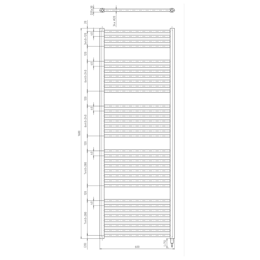 Aqualine - Elektryczny grzejnik łazienkowy DIRECT-E 800W 168x60 cm biały