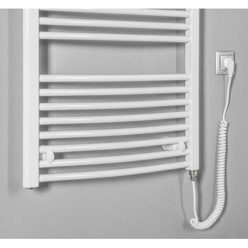 Aqualine - Elektryczny grzejnik łazienkowy ORBIT-E 600W 132x60 cm biały okrągły