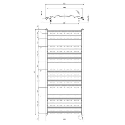 Aqualine - Elektryczny grzejnik łazienkowy ORBIT-E 600W 132x60 cm biały okrągły