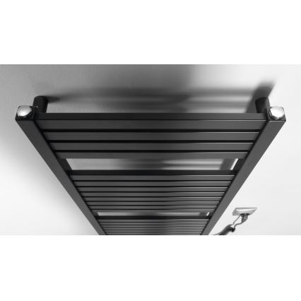 Aqualine - Elektryczny grzejnik łazienkowy TONDI-E 300 W 97x45 cm matowa czerń