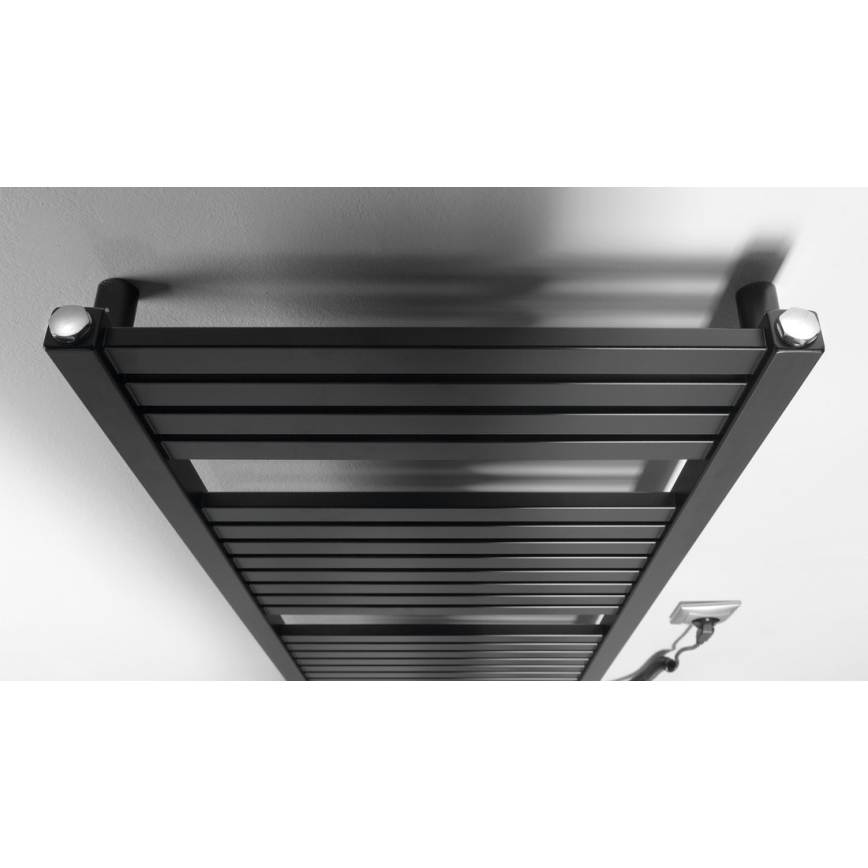 Aqualine - Elektryczny grzejnik łazienkowy TONDI-E 300 W 97x45 cm matowa czerń