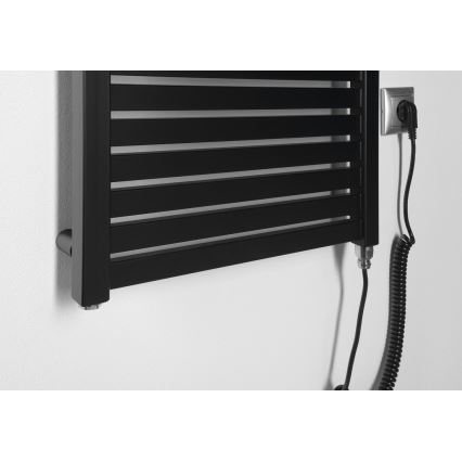 Aqualine - Elektryczny grzejnik łazienkowy TONDI-E 300 W 97x45 cm matowa czerń