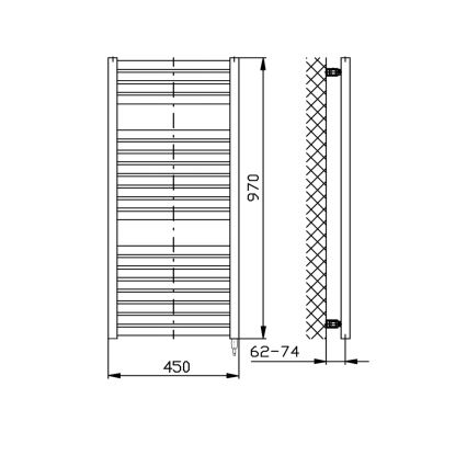 Aqualine - Elektryczny grzejnik łazienkowy TONDI-E 300 W 97x45 cm matowa czerń