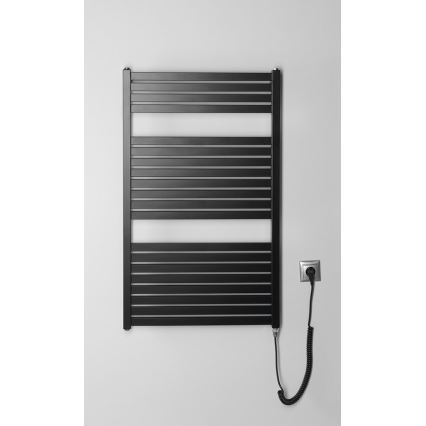 Aqualine - Elektryczny grzejnik łazienkowy TONDI-E 400 W 97x60 cm matowa czerń