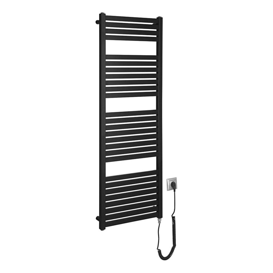 Aqualine - Elektryczny grzejnik łazienkowy TONDI-E 500 W 133 x 45 cm czarny mat