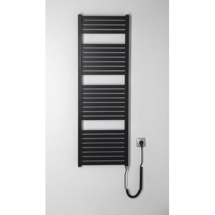 Aqualine - Elektryczny grzejnik łazienkowy TONDI-E 500 W 133 x 45 cm czarny mat