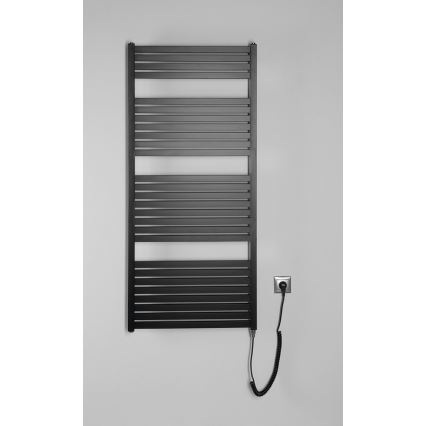 Aqualine - Elektryczny grzejnik łazienkowy TONDI-E 600W 133x60 cm matowy czarny