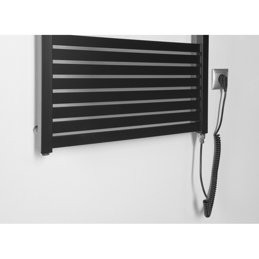 Aqualine - Elektryczny grzejnik łazienkowy TONDI-E 600W 133x60 cm matowy czarny