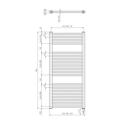 Aqualine - Elektryczny kaloryfer łazienkowy DIRECT-E 300W/230V 96 cm biały prosty