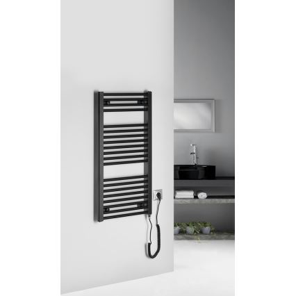Aqualine - Elektryczny kaloryfer łazienkowy DIRECT-E 300W/230V 96 cm matowy czarny prosty