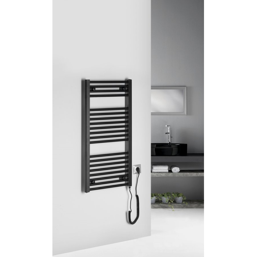 Aqualine - Elektryczny kaloryfer łazienkowy DIRECT-E 300W/230V 96 cm matowy czarny prosty