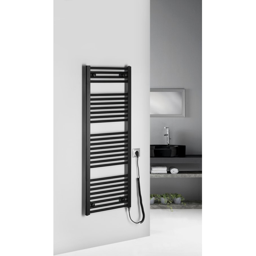 Aqualine - Elektryczny kaloryfer łazienkowy DIRECT-E 400W/230V 132 cm matowy czarny prosty