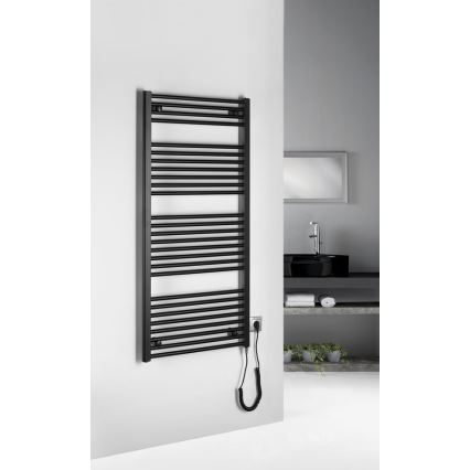 Aqualine - Elektryczny kaloryfer łazienkowy  DIRECT-E 600W/230V 132 cm matowy czarny prosty
