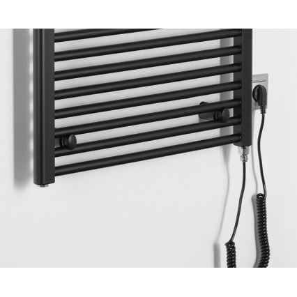 Aqualine - Elektryczny kaloryfer łazienkowy  DIRECT-E 600W/230V 132 cm matowy czarny prosty