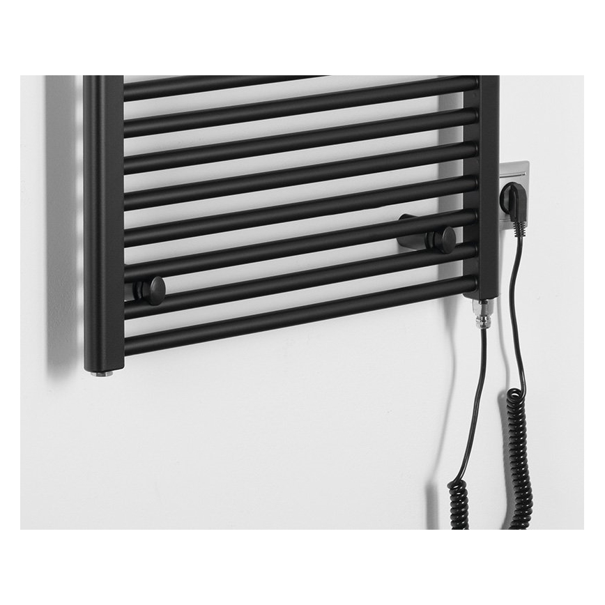 Aqualine - Elektryczny kaloryfer łazienkowy  DIRECT-E 600W/230V 132 cm matowy czarny prosty