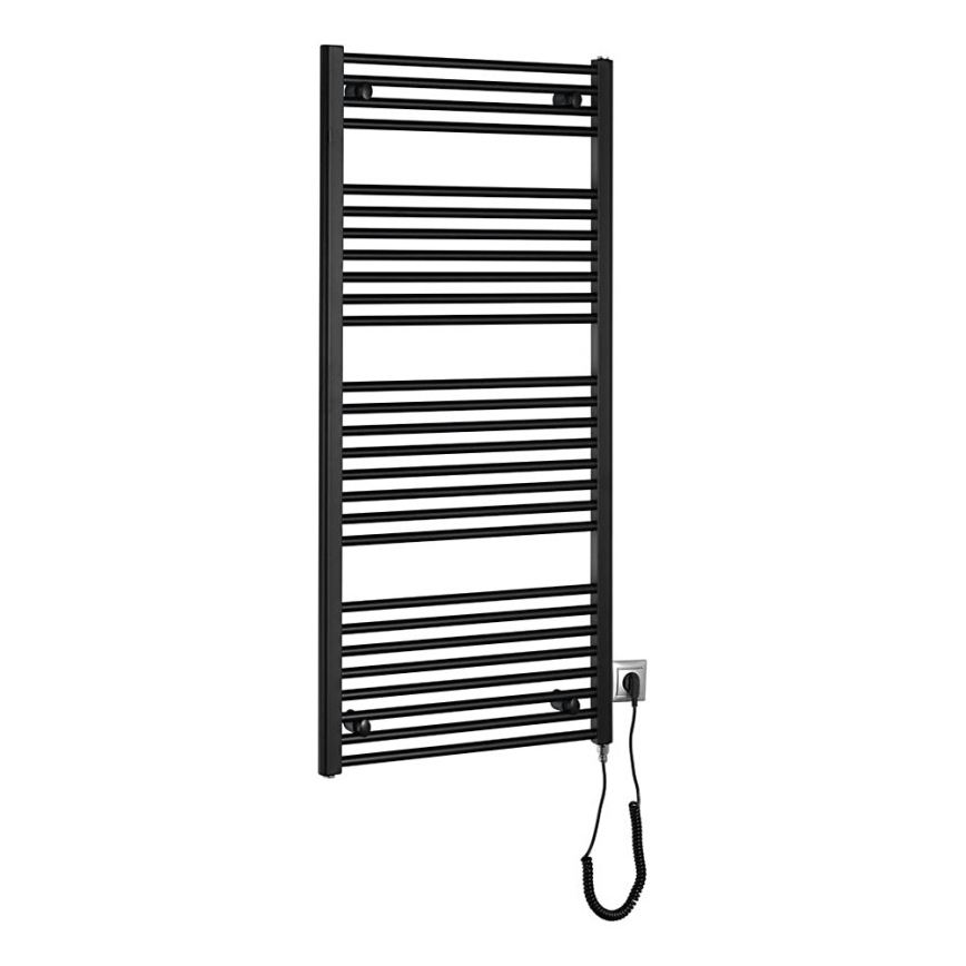 Aqualine - Elektryczny kaloryfer łazienkowy  DIRECT-E 600W/230V 132 cm matowy czarny prosty