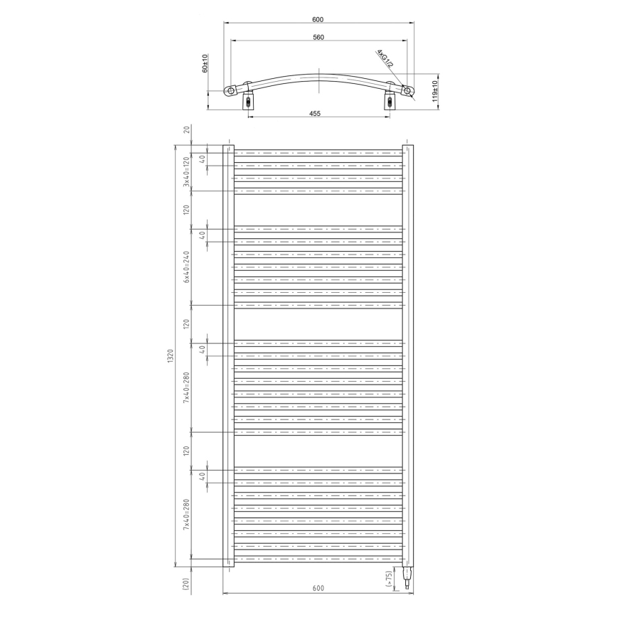 Aqualine - Elektryczny kaloryfer łazienkowy ORBIT-E 600W/230V 132 cm biały okrągły