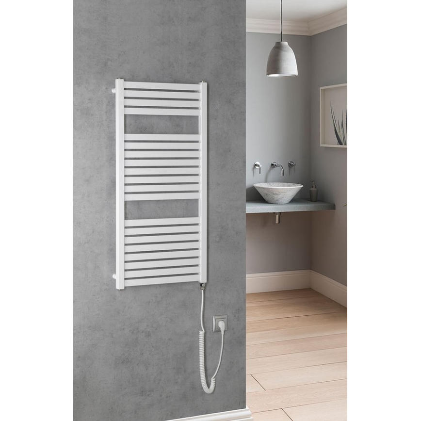 Aqualine - Elektryczny kaloryfer łazienkowy TONDI-E 300W/230V 97 cm biały prosty