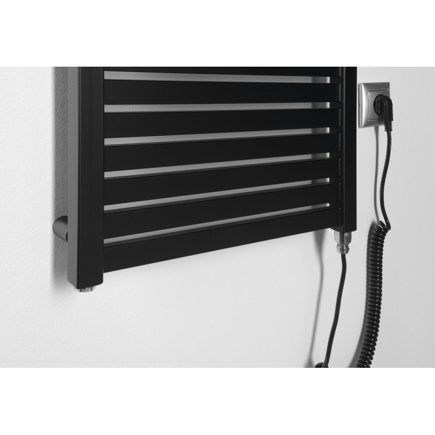 Aqualine - Elektryczny kaloryfer łazienkowy TONDI-E 300W/230V 97 cm matowy czarny prosty