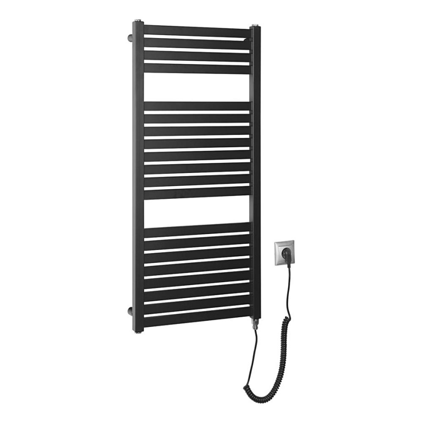 Aqualine - Elektryczny kaloryfer łazienkowy TONDI-E 300W/230V 97 cm matowy czarny prosty