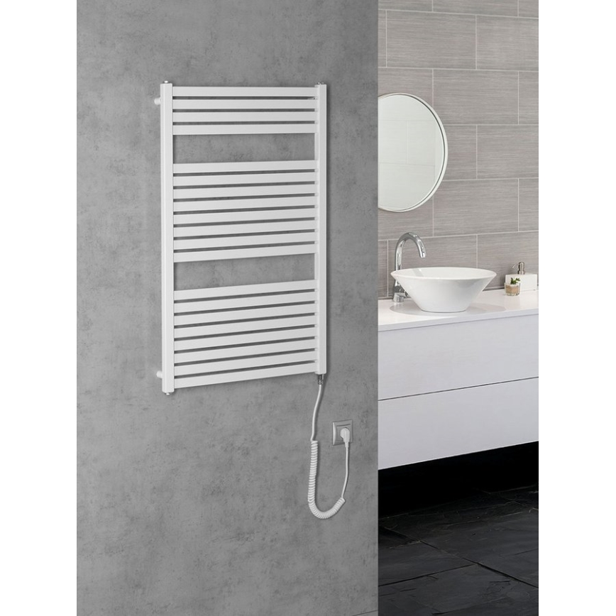 Aqualine - Elektryczny kaloryfer łazienkowy TONDI-E 400W/230V 97 cm biały prosty