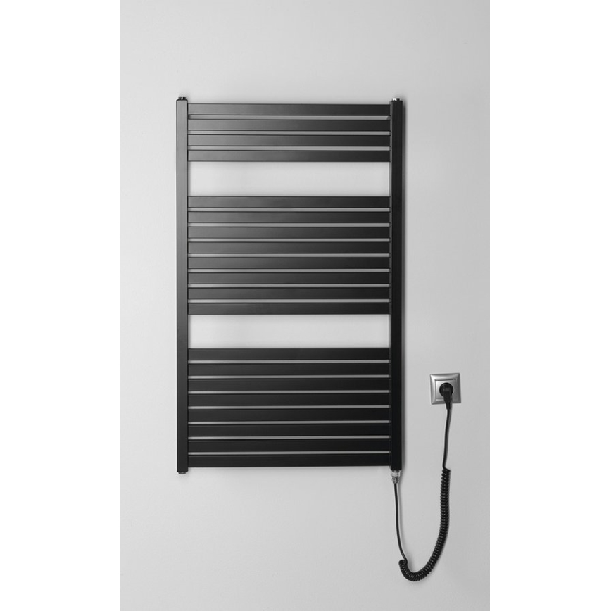 Aqualine - Elektryczny kaloryfer łazienkowy TONDI-E 400W/230V 97 cm matowy czarny prosty