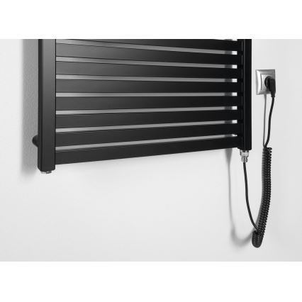 Aqualine - Elektryczny kaloryfer łazienkowy TONDI-E 400W/230V 97 cm matowy czarny prosty