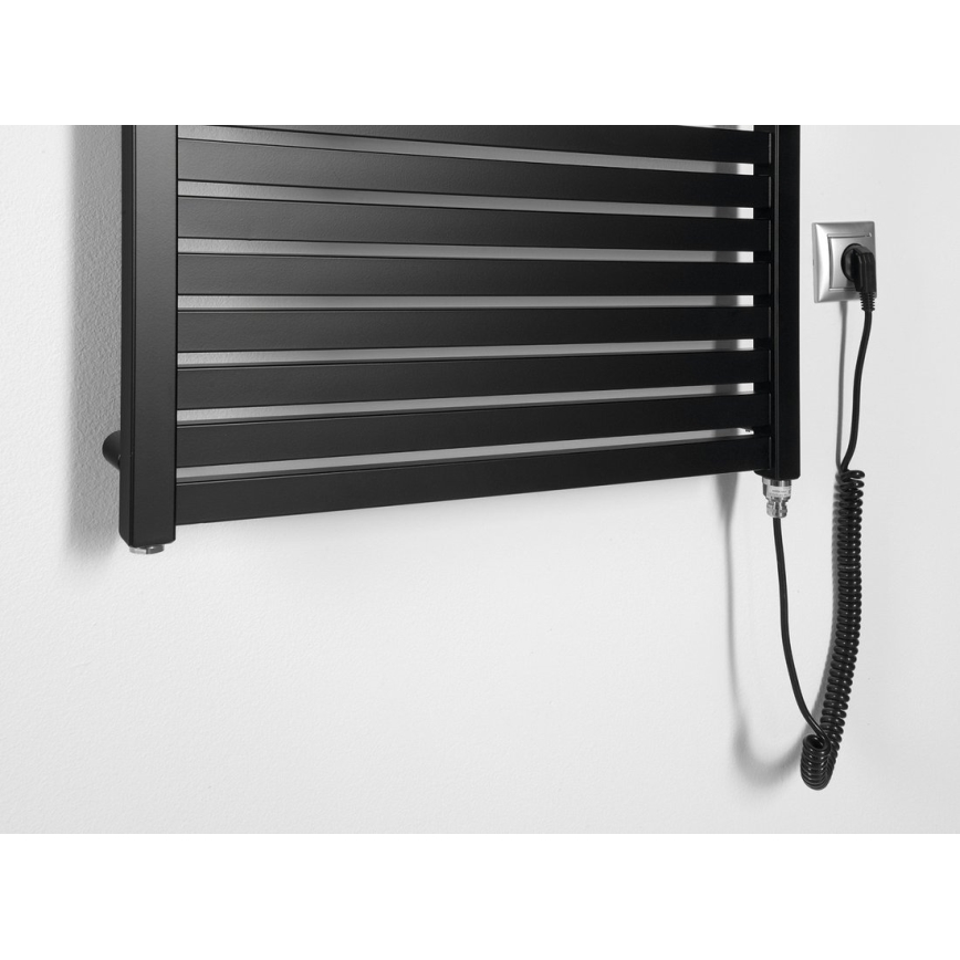 Aqualine - Elektryczny kaloryfer łazienkowy TONDI-E 400W/230V 97 cm matowy czarny prosty