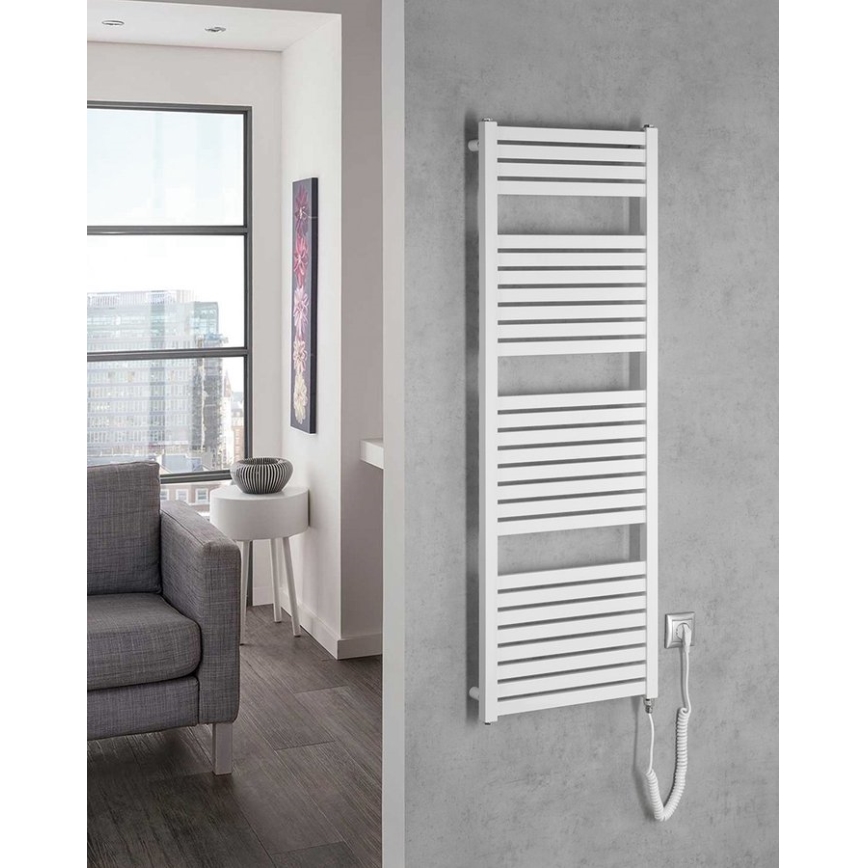 Aqualine - Elektryczny kaloryfer łazienkowy TONDI-E 500W/230V 133 cm biały prosty