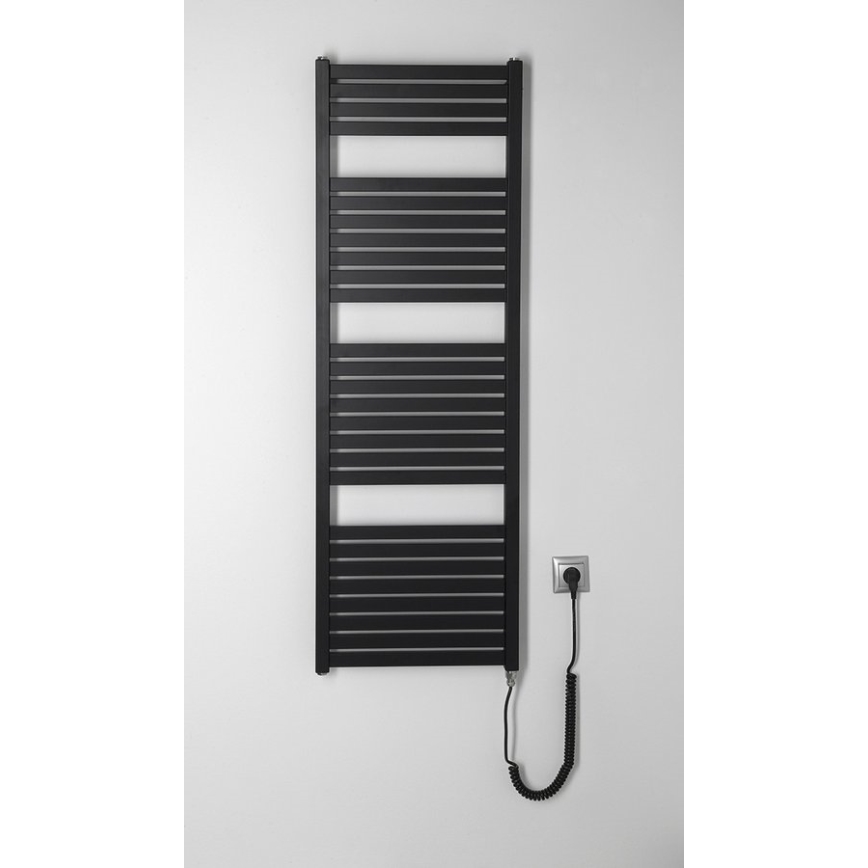 Aqualine - Elektryczny kaloryfer łazienkowy TONDI-E 500W/230V 133 cm matowy czarny prosty