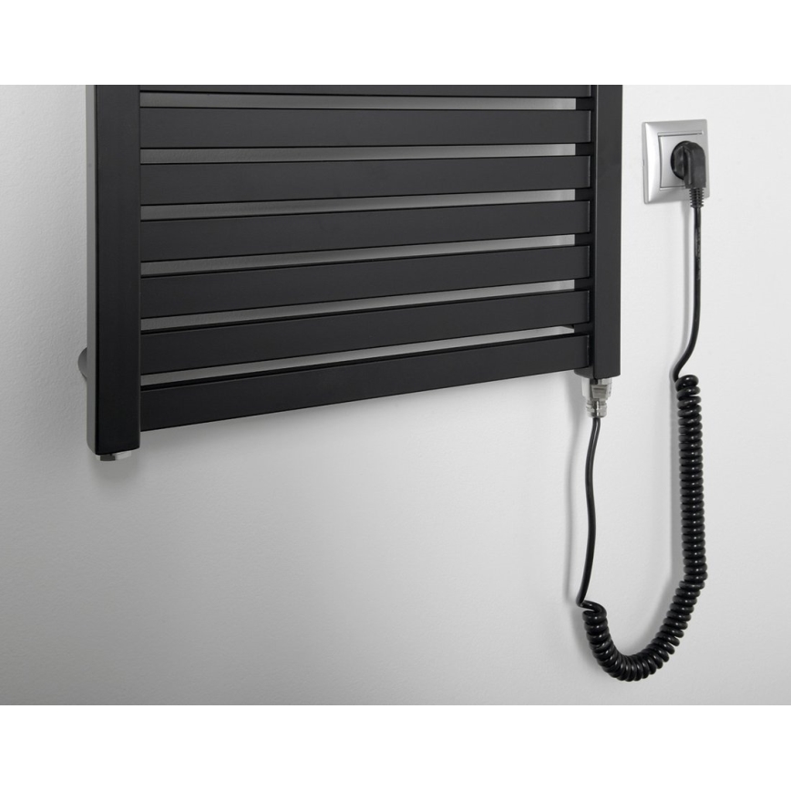 Aqualine - Elektryczny kaloryfer łazienkowy TONDI-E 500W/230V 133 cm matowy czarny prosty