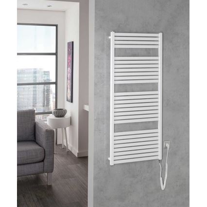 Aqualine - Elektryczny kaloryfer łazienkowy TONDI-E 600W/230V 133 cm biały prosty