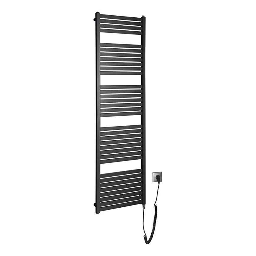Aqualine - Elektryczny kaloryfer łazienkowy TONDI-E 600W/230V 169 cm matowy czarny prosty