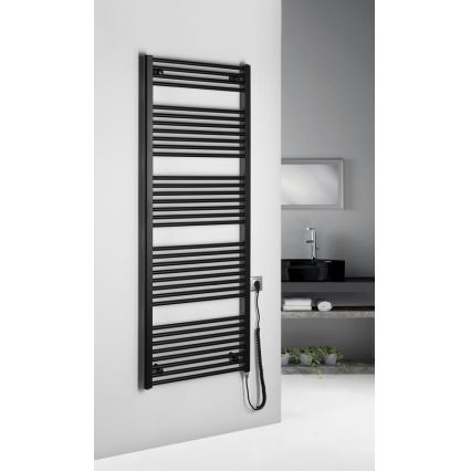 Aqualine - Elektryczny kaloryfer łazienkowy DIRECT-E 800W/230V 168 cm matowy czarny prosty