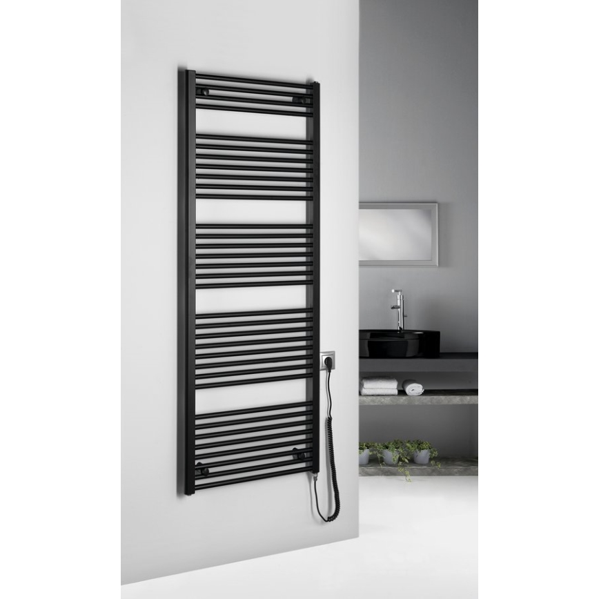 Aqualine - Elektryczny kaloryfer łazienkowy DIRECT-E 800W/230V 168 cm matowy czarny prosty
