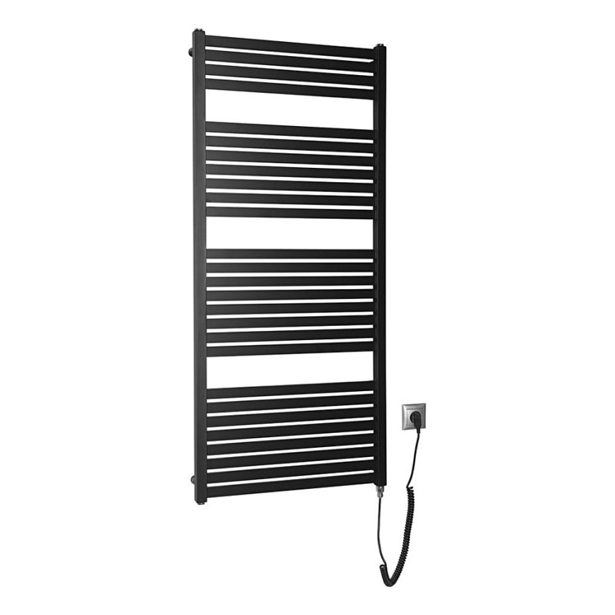Aqualine - Elektryczny łazienkowy kaloryfer TONDI-E 600W/230V 133 cm matowy czarny prosty