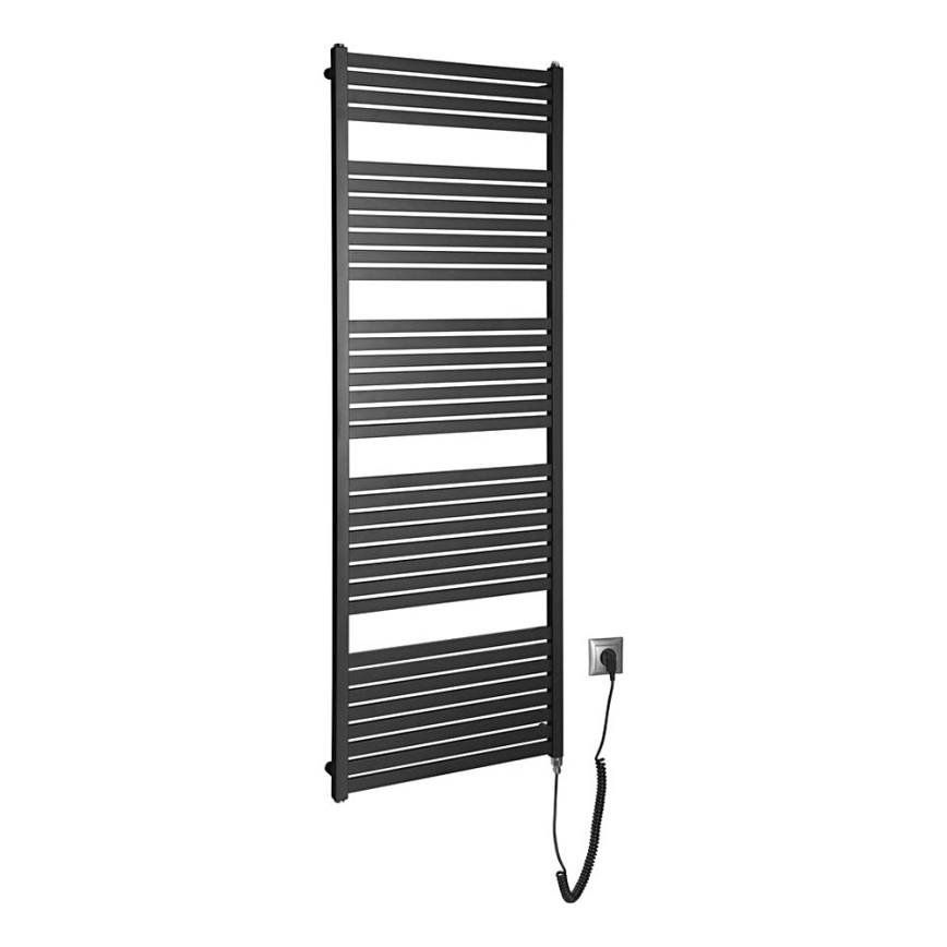 Aqualine - Elektryczny łazienkowy kaloryfer TONDI-E 800W/230V 169 cm matowy czarny prosty
