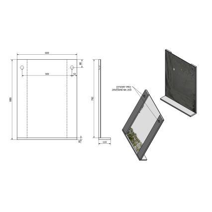 Aqualine - Lustro BETA 60x80 cm białe