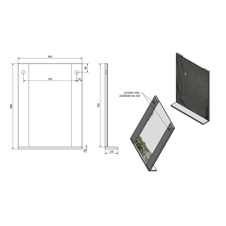 Aqualine - Lustro BETA 60x80 cm białe