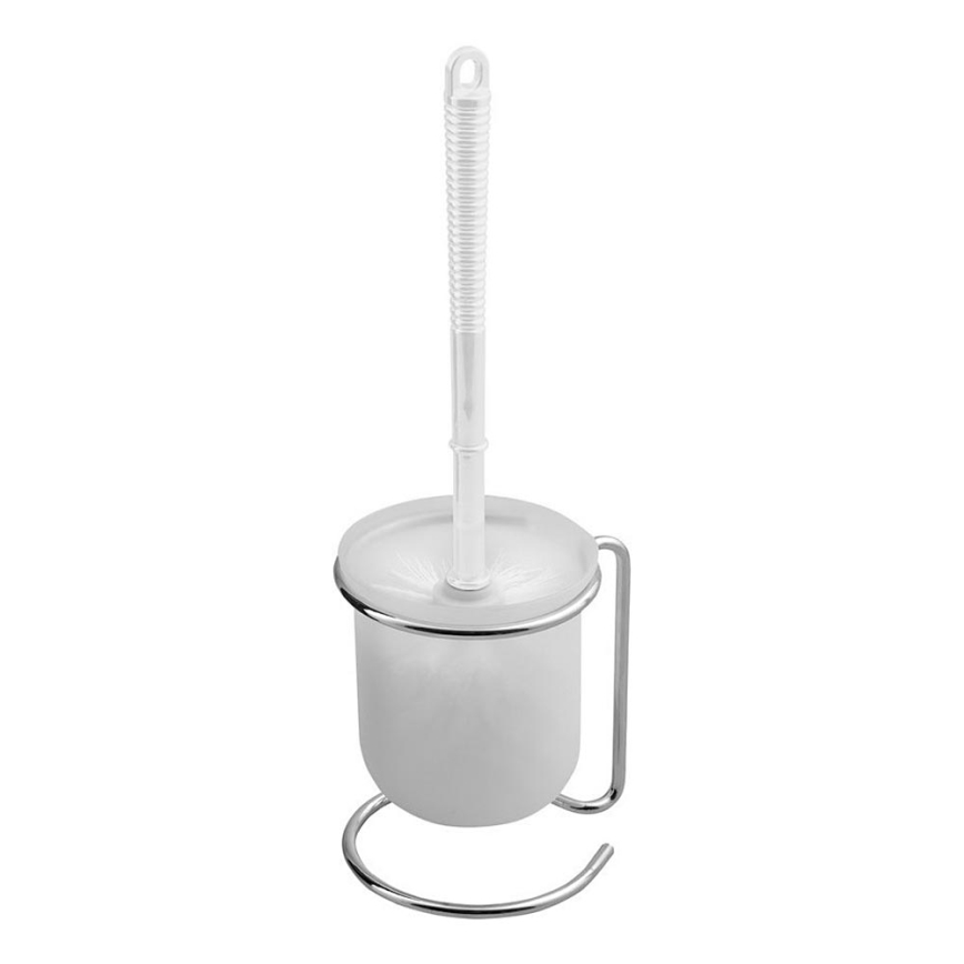 Aqualine - Stojąca szczotka do toalety SIMPLE LINE biały/chrom błyszczący