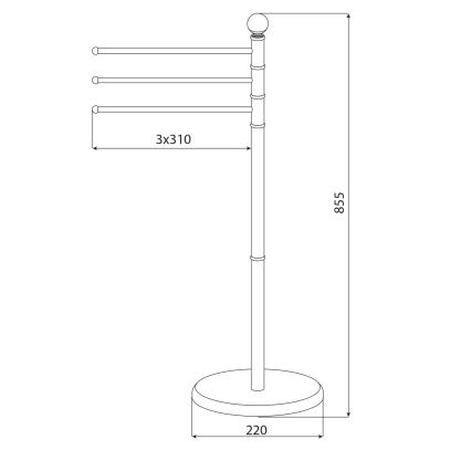 Aqualine - Stojak z wieszakiem na ręczniki SAMBA 85,5 cm stal nierdzewna/chrom błyszczący