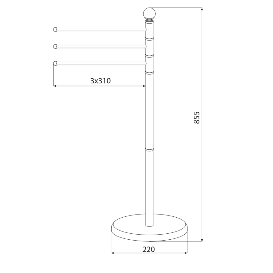 Aqualine - Stojak z wieszakiem na ręczniki SAMBA 85,5 cm stal nierdzewna/chrom błyszczący