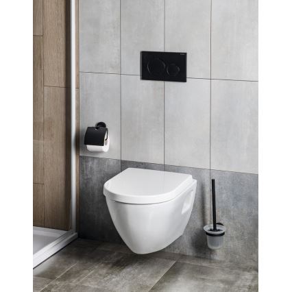 Aqualine - Szczotka do WC naścienna SAMBA mleczne szkło/matowa czerń