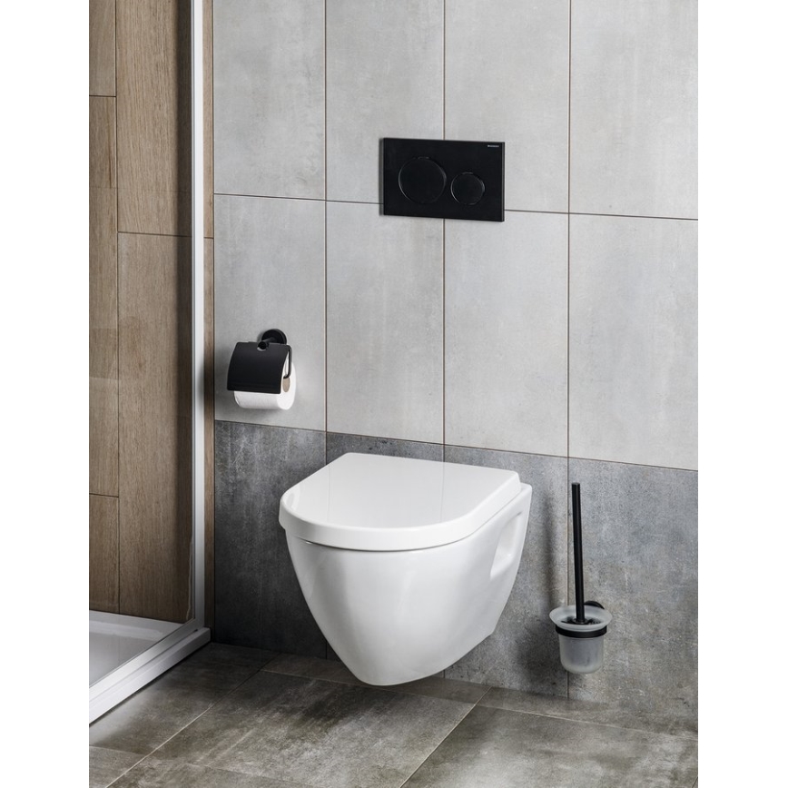 Aqualine - Szczotka do WC naścienna SAMBA mleczne szkło/matowa czerń
