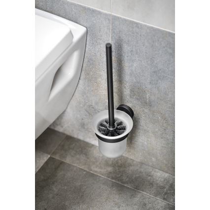 Aqualine - Szczotka do WC naścienna SAMBA mleczne szkło/matowa czerń