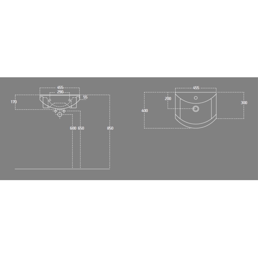 Aqualine - Umywalka wpuszczana ZERO 45,5x40 cm ceramika/biała