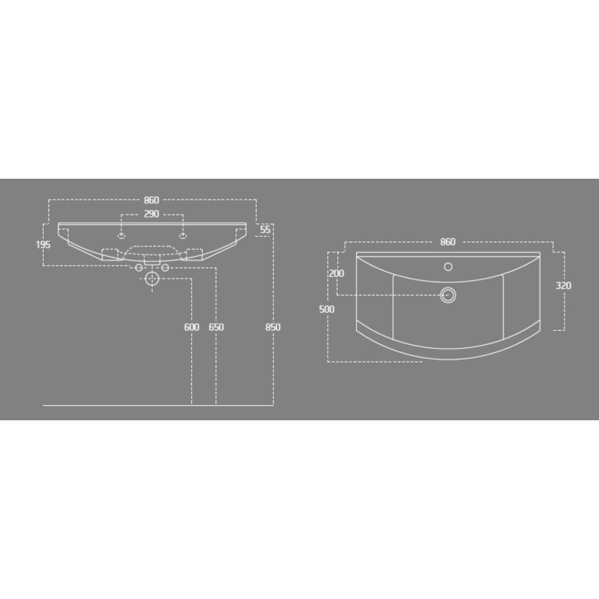 Aqualine - Umywalka wpuszczana ZERO 86x50 cm ceramika/biały